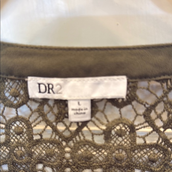 DR2 Olive Lace Accent Blouse - Picture 2 of 7